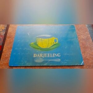 Darjeeling Tea Cup Placemat sign 16×11 carbon wood